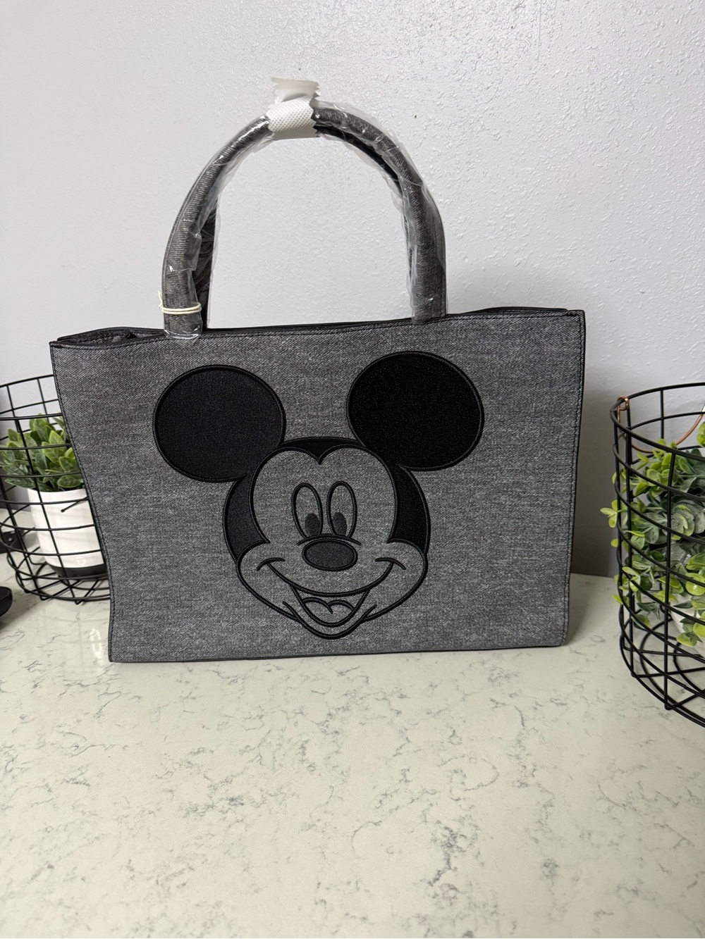 Disney Gray & Black Mickey Mouse Tote Bag